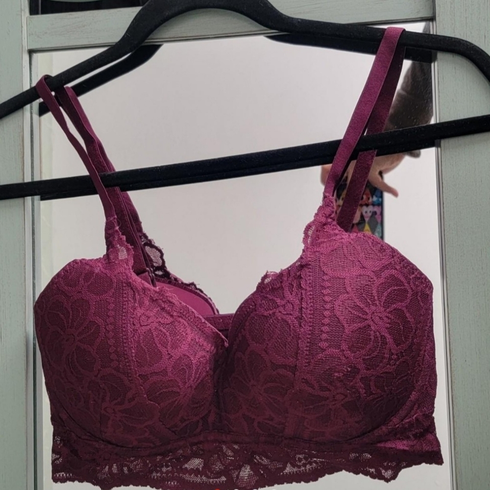 Purple lace PINK bra